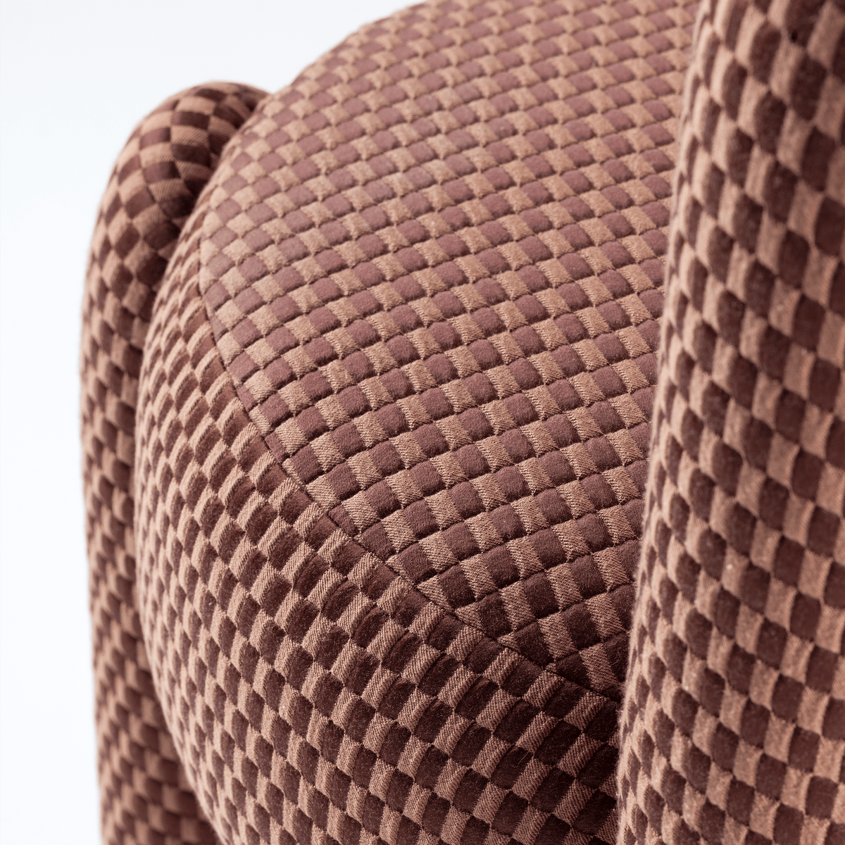 Marlon Chair close-up of pink and brown textured weave upholstery
