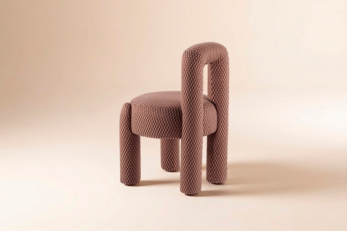 Marlon Chair in mohair velvet, side view, by Maison Burgos
