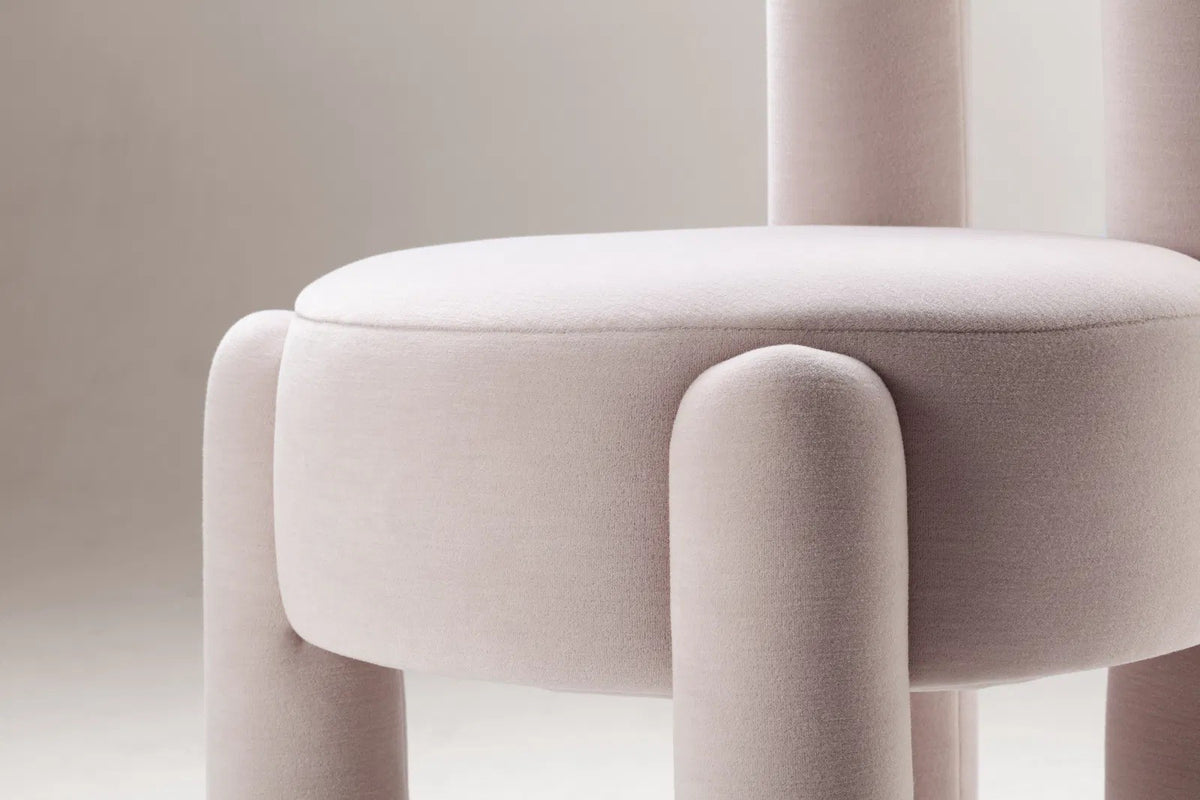 Marlon Chair in mohair velvet styled in an interior by Maison Burgos