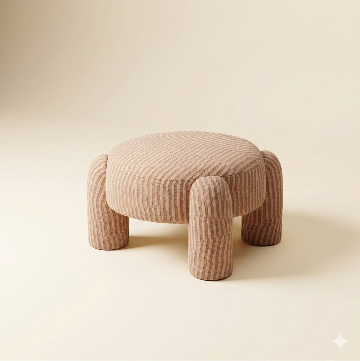 Marlon Pouf in rose mohair velvet by Maison Burgos