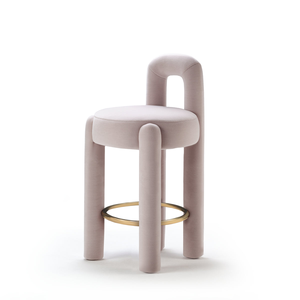 Marlon Counter Chair in blush pink with brass footring