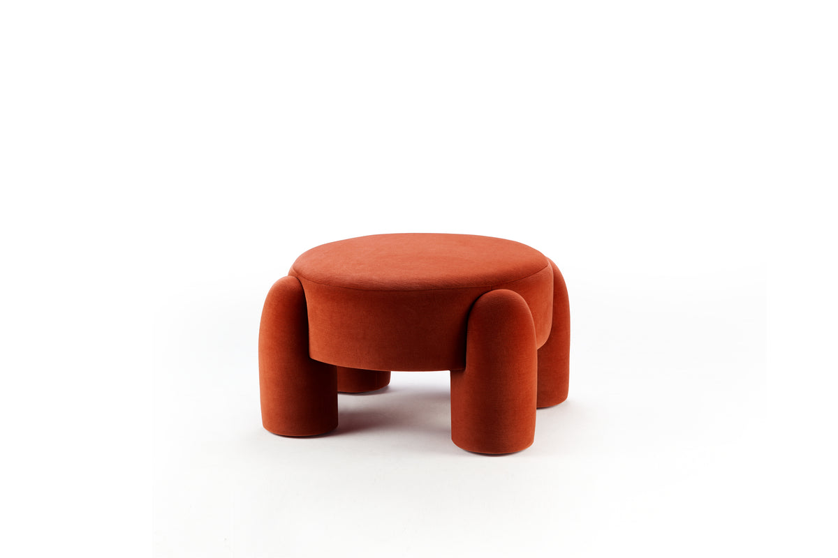Marlon Pouf in rust red fabric