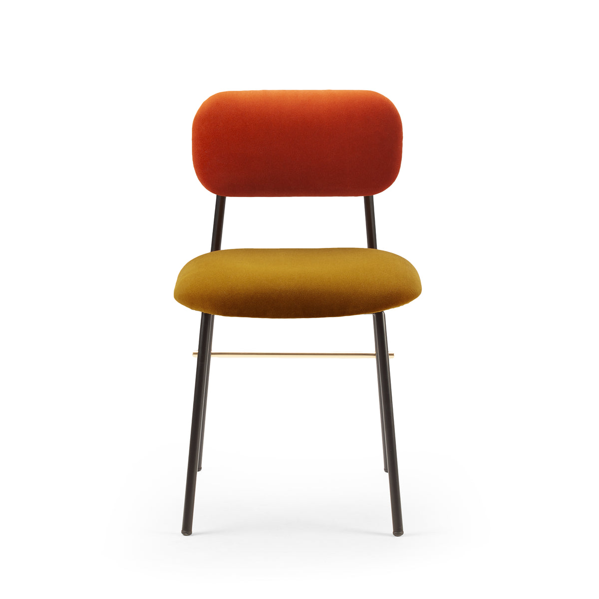 Miami Dining Chair with rust back and mustard seat, front view