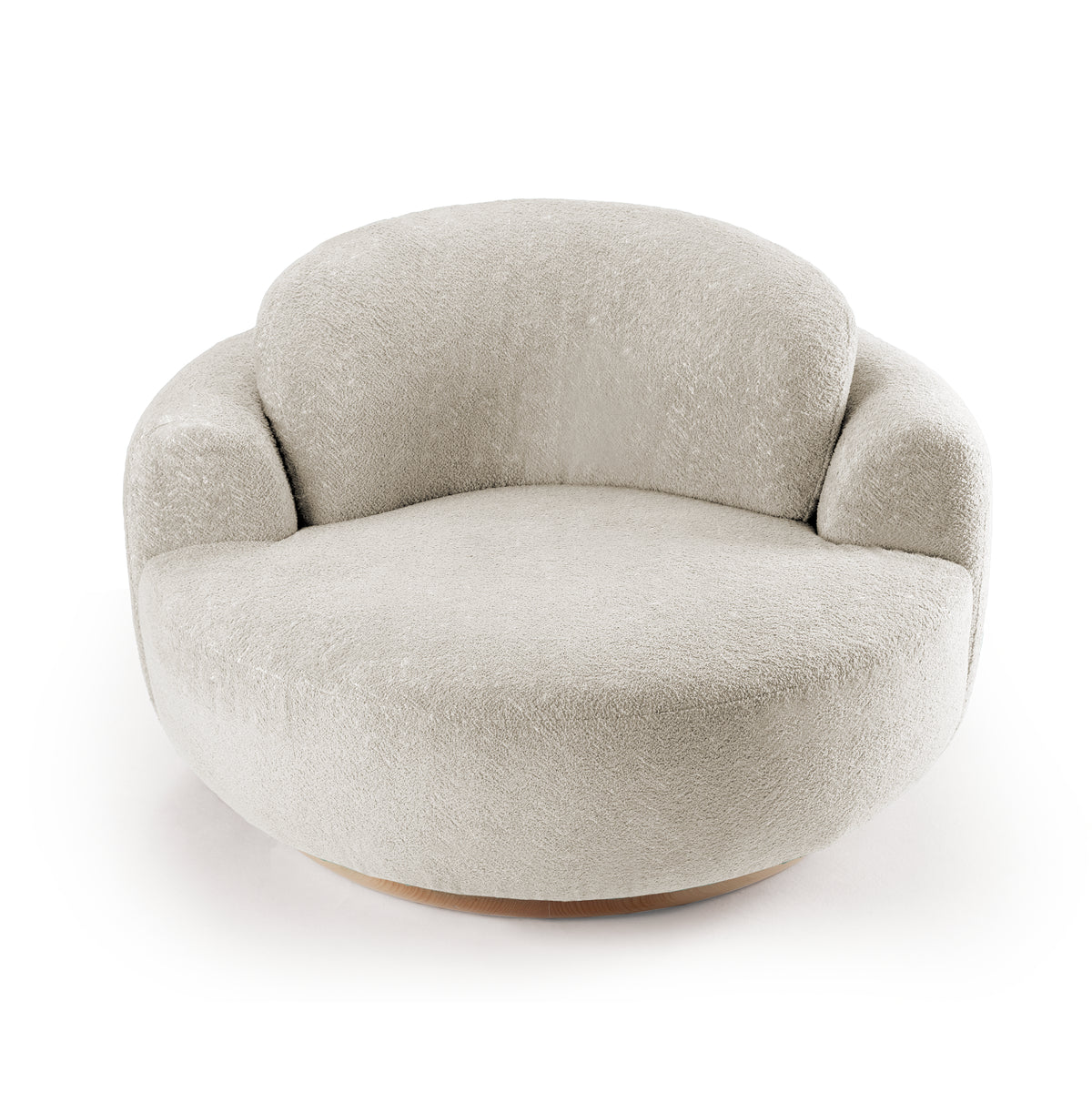 Naked Armchair in ivory Bouclé, front view
