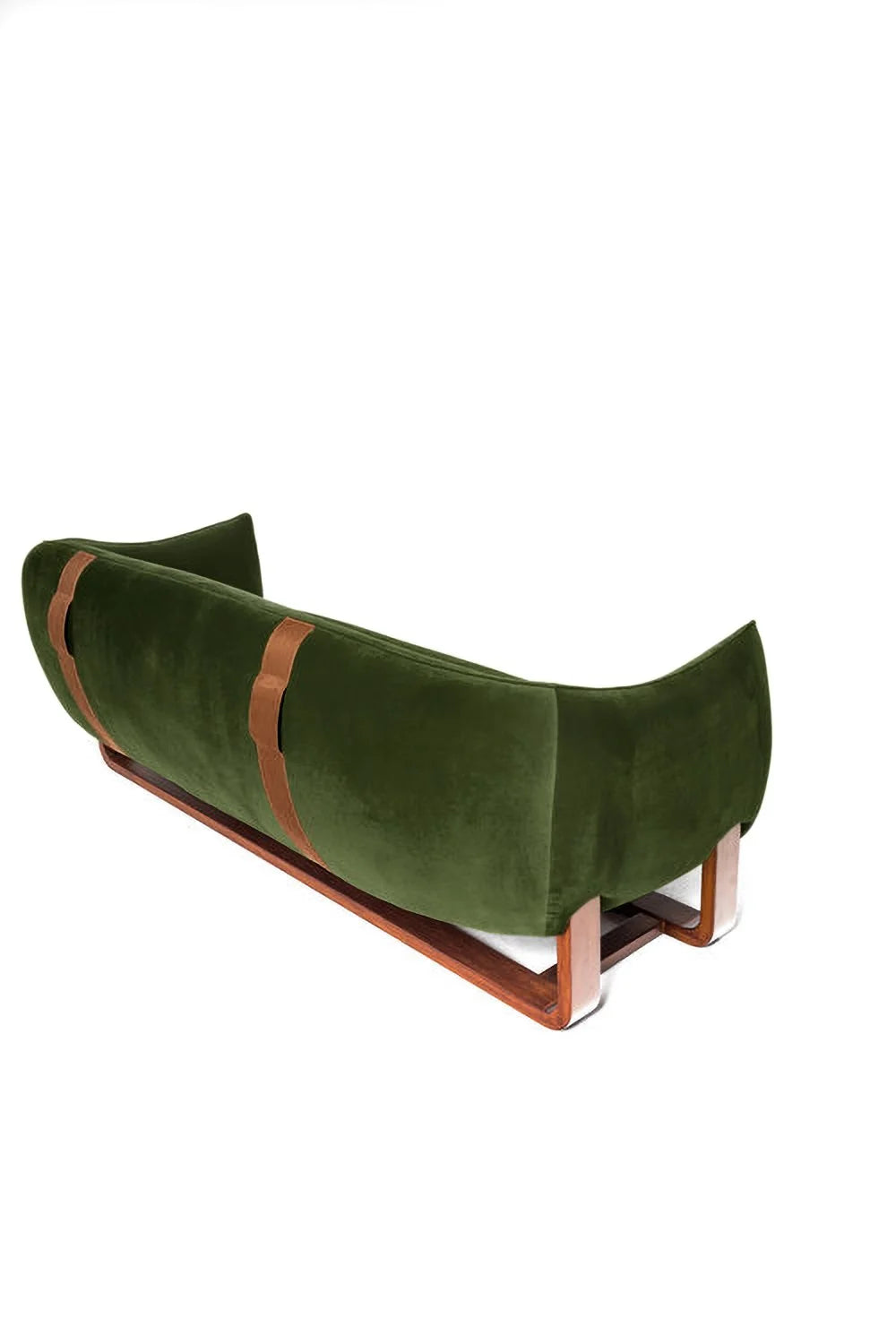 Milo Sofa in Evergreen velvet, back three-quarter view