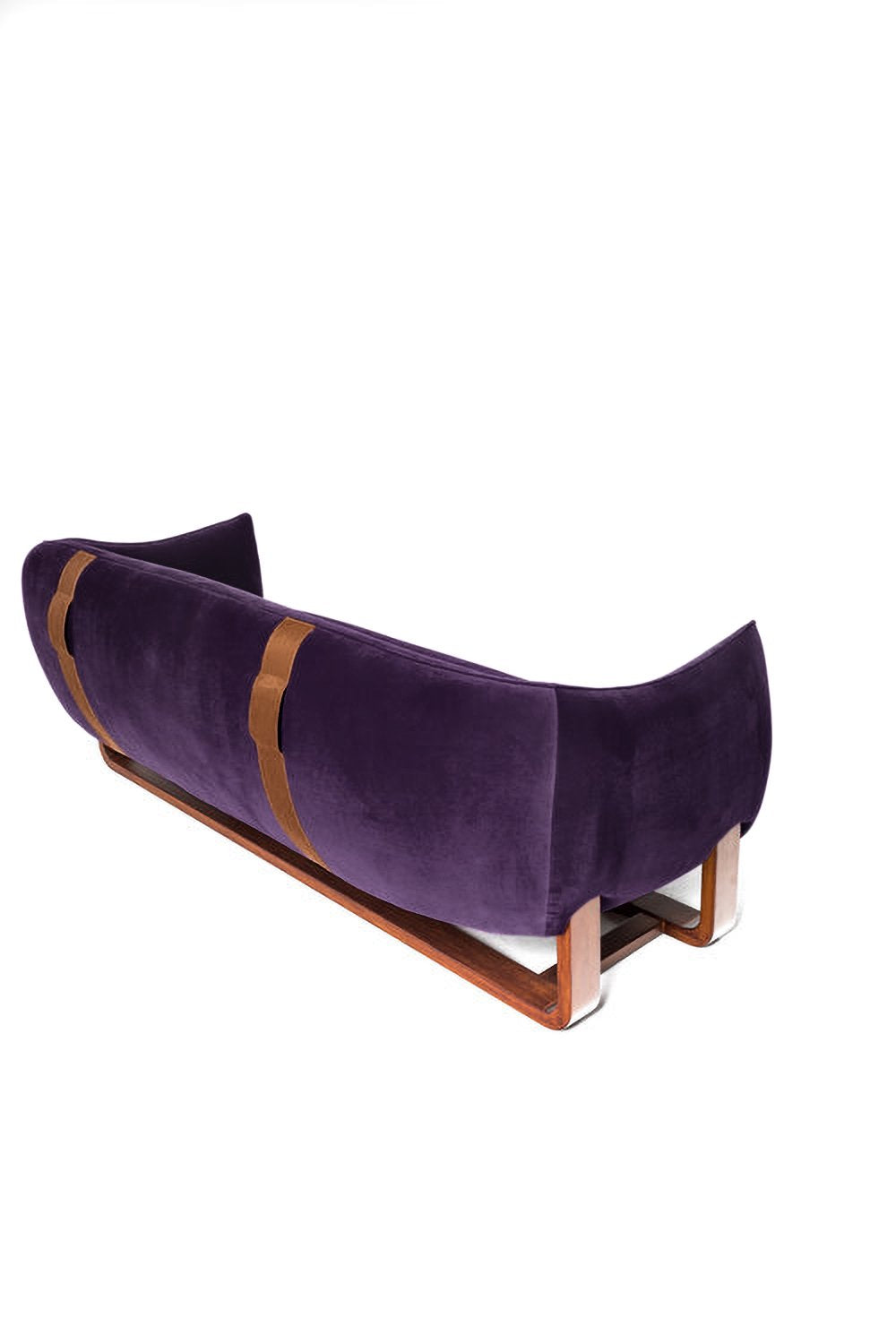 Milo Sofa in Violet velvet, back three-quarter view