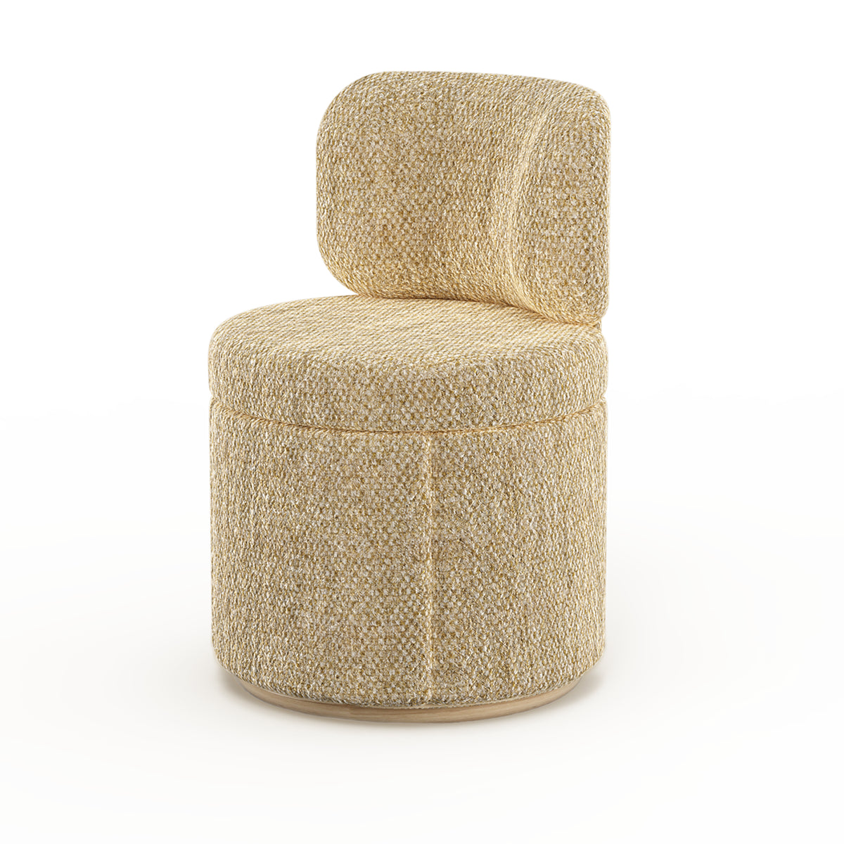 Mimi Swivel Dining Chair in beige textured weave, front view