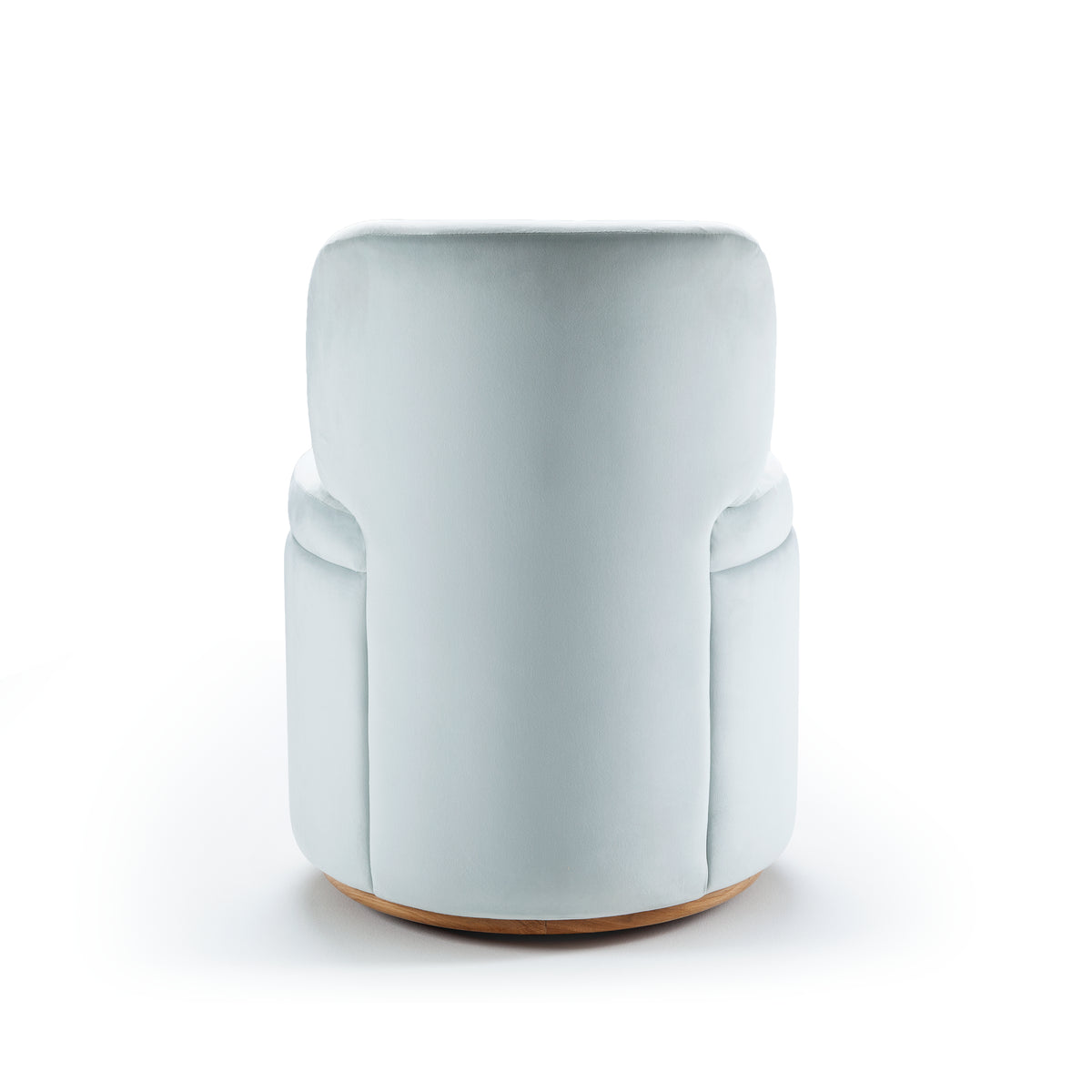 Mimi Swivel Dining Chair in pale blue velvet, back view