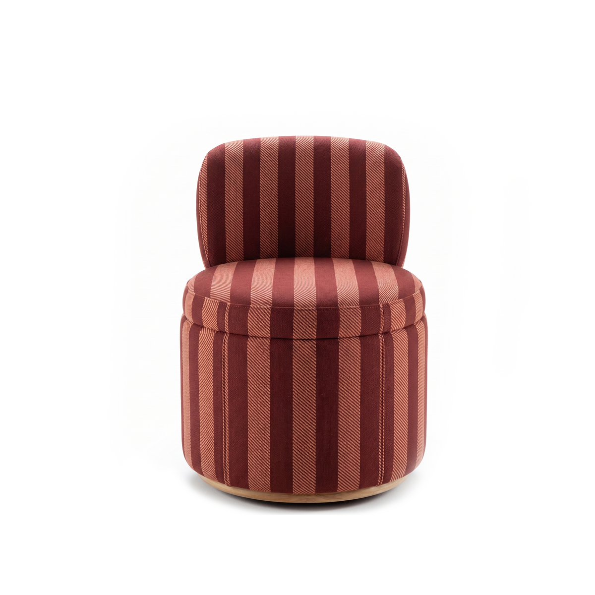 Mimi Swivel Dining Chair in burgundy and rose stripes, front view