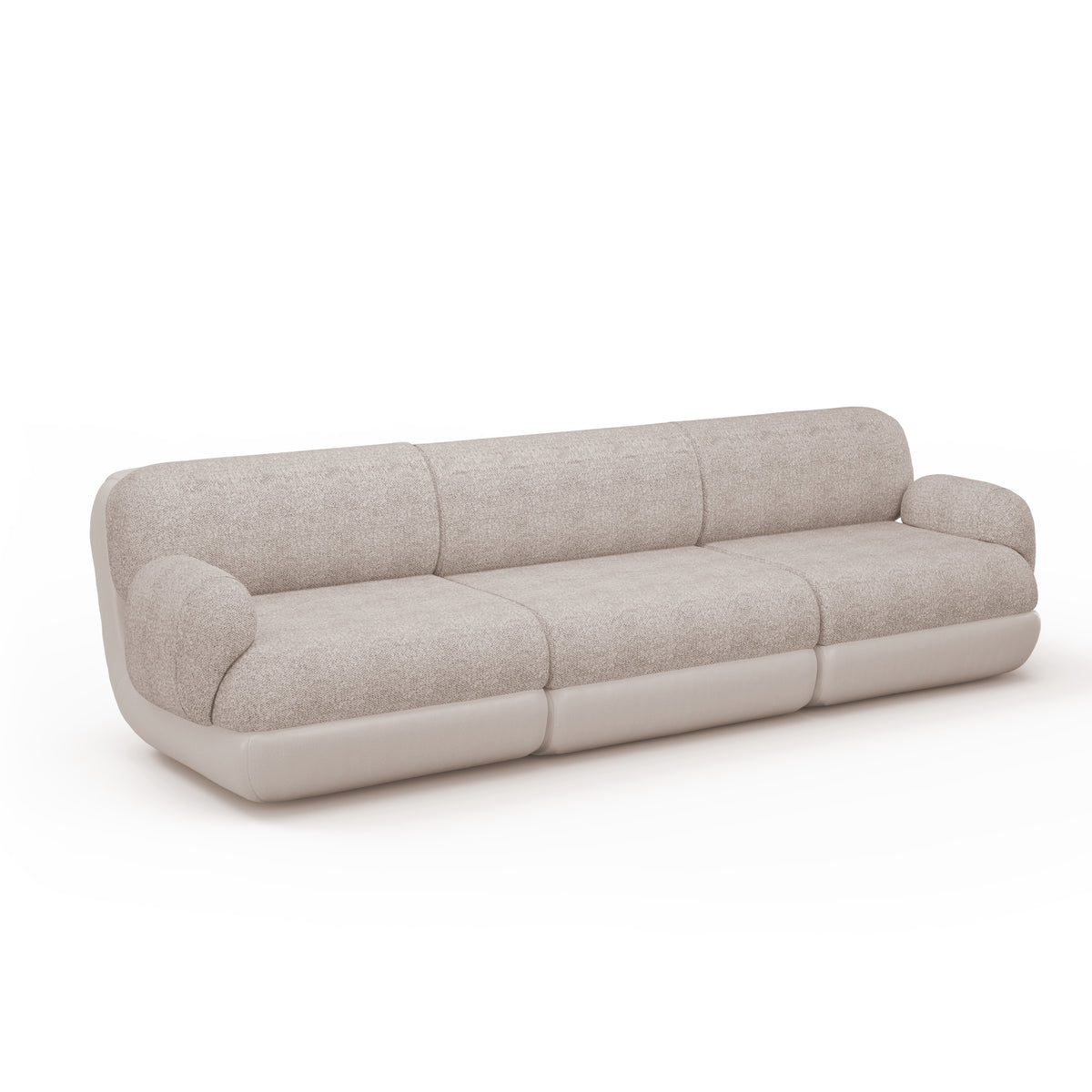 Mood Sectional Sofa - 3 Piece in Easy Clean light grey fabric, three-quarter view