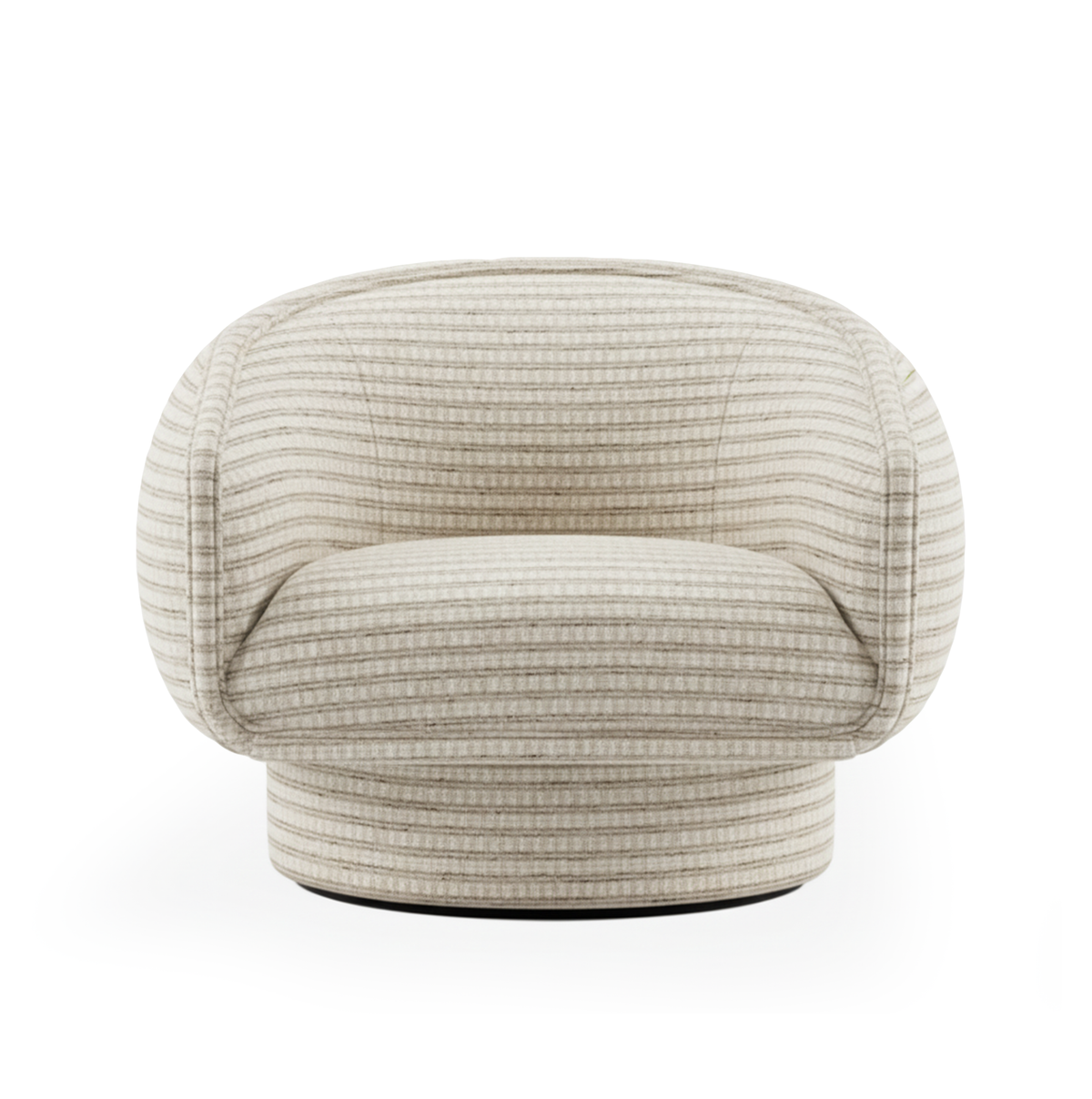 Moon Swivel Armchair in ivory stripe fabric by Maison Burgos