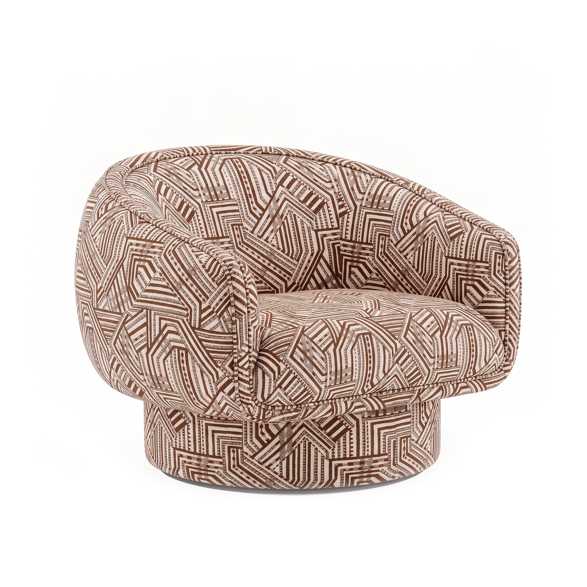 Moon Swivel Armchair in patterned fabric by Maison Burgos