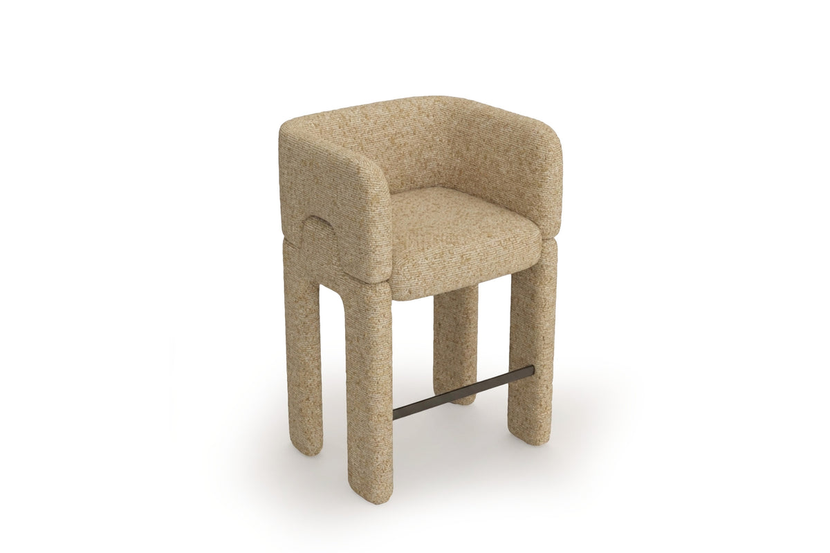 Mosaico Bar and Counter Chair natural boucle white by Maison Burgos