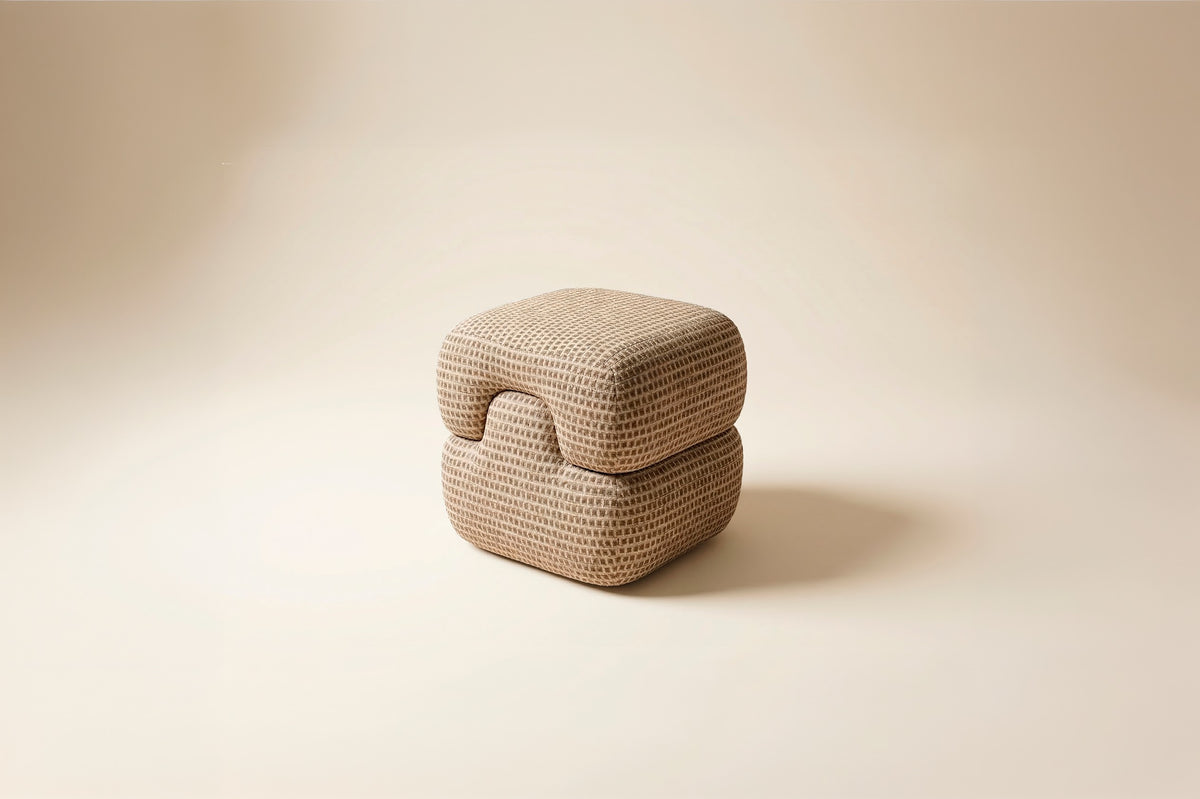 Mosaico Pouf natural weave by Maison Burgos