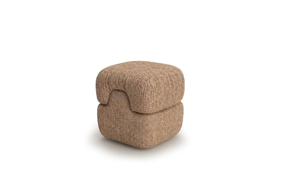 Mosaico Pouf terracotta weave white by Maison Burgos