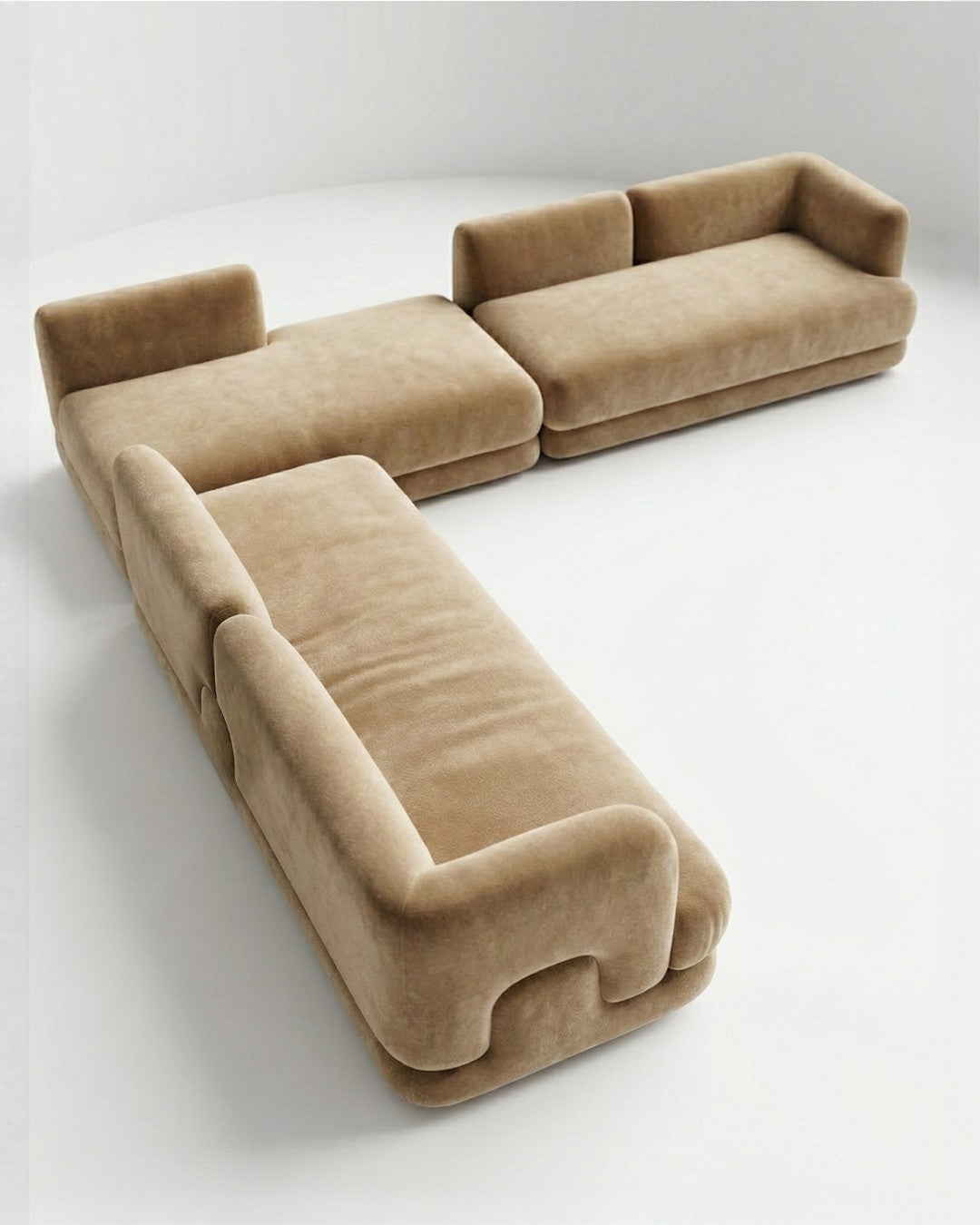Mosaico Sectional Sofa Composition 3 sand velvet by Maison Burgos