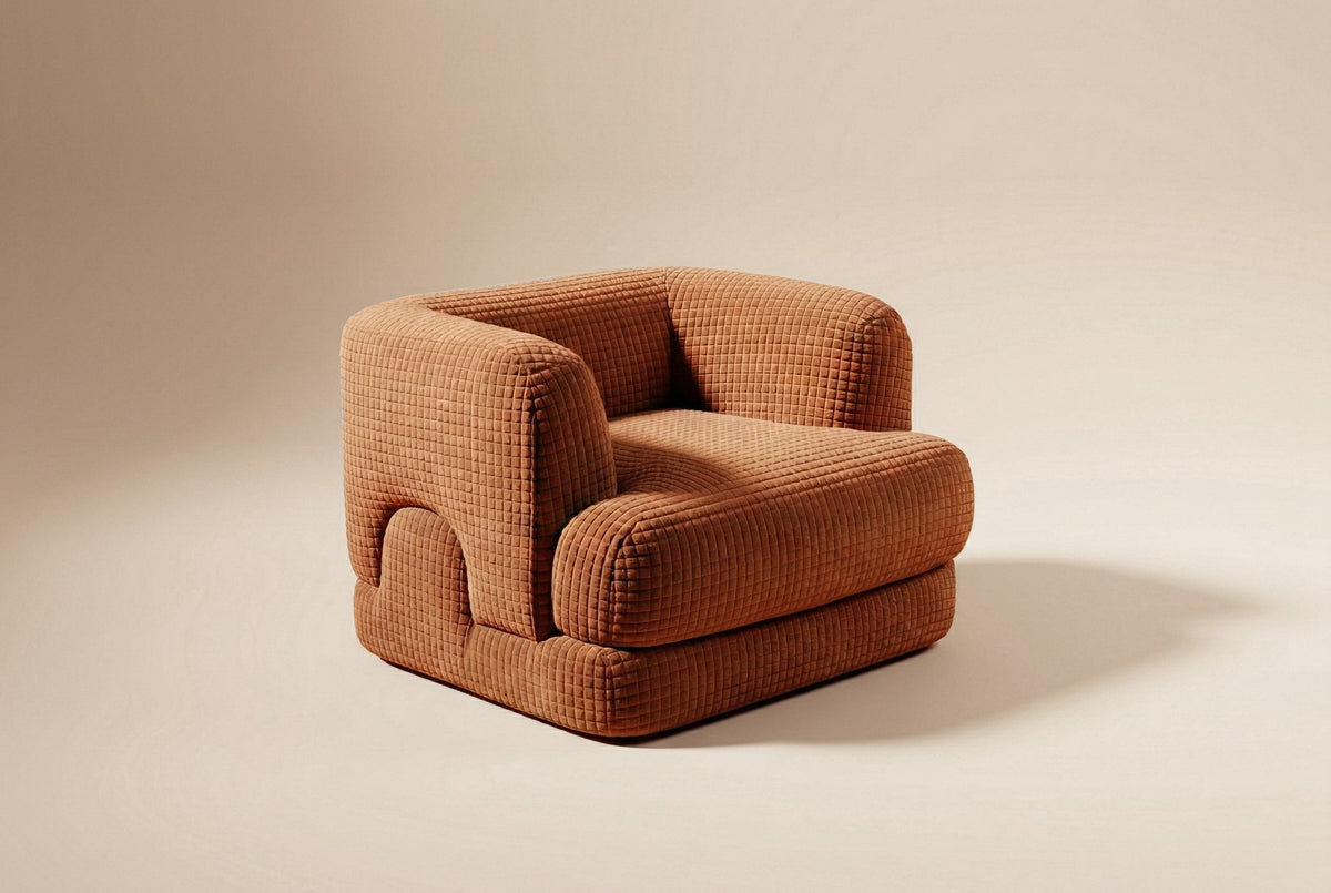 Mosaico Armchair merlon clove front by Maison Burgos