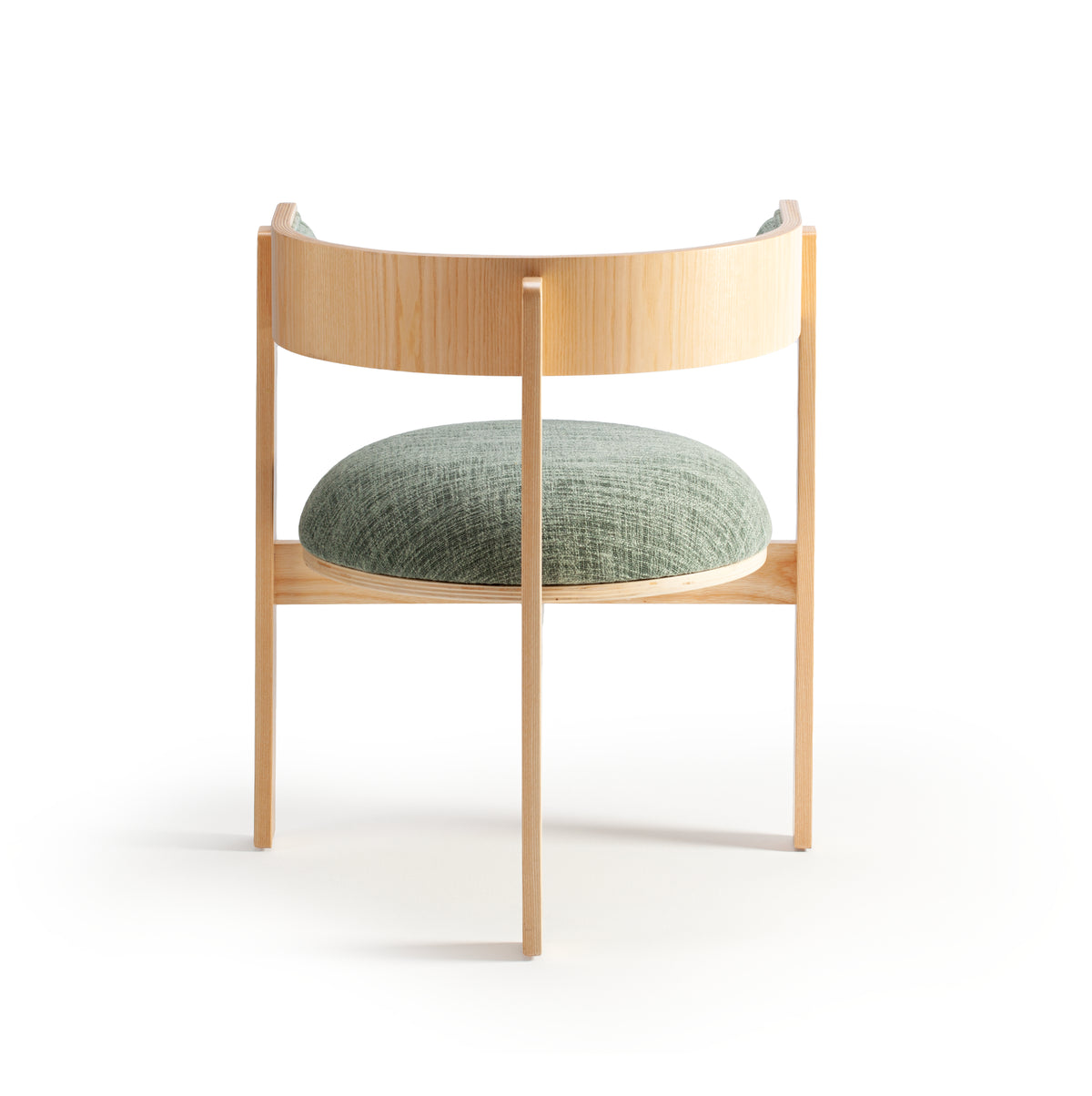 Moulin Dining Chair in natural beech with green seat, back view