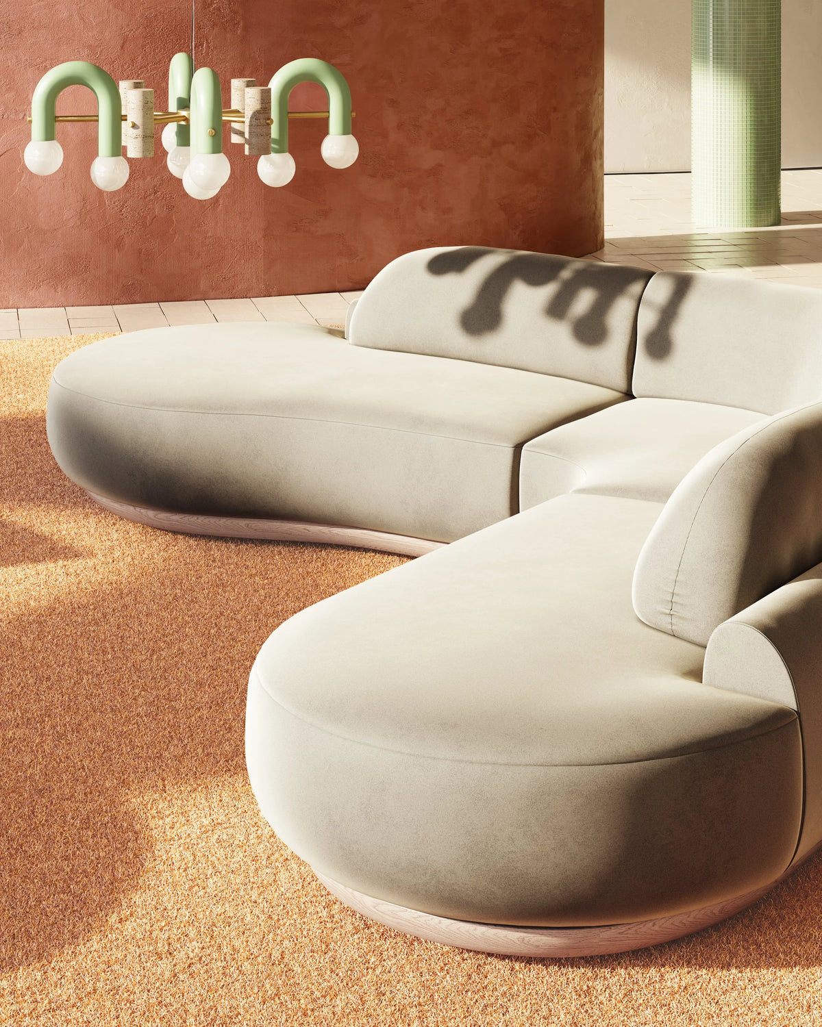 Naked Curved Sectional Sofa 3 Piece in a living room by Maison Burgos