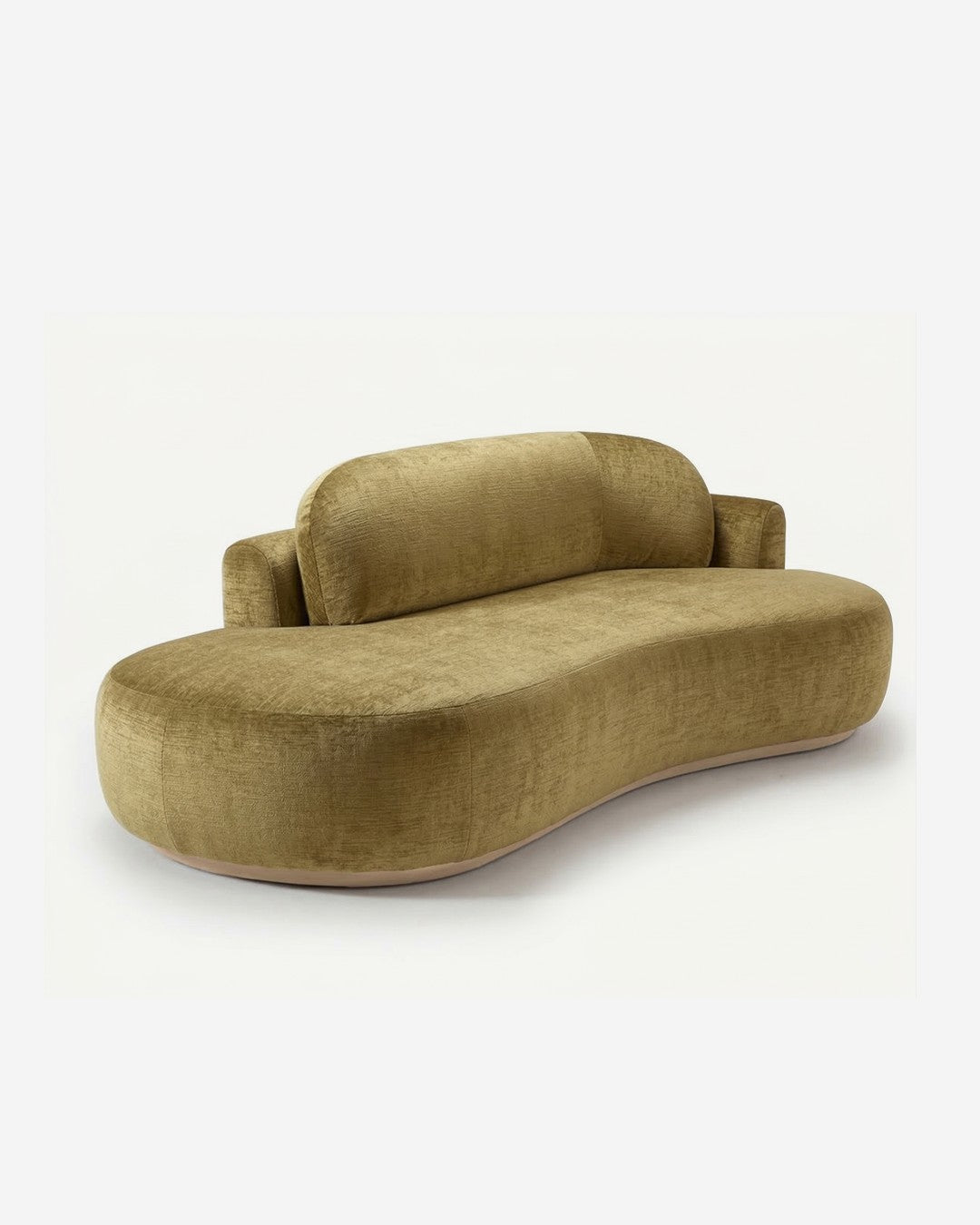 Naked Curved Sofa Single in olive upholstery by Maison Burgos