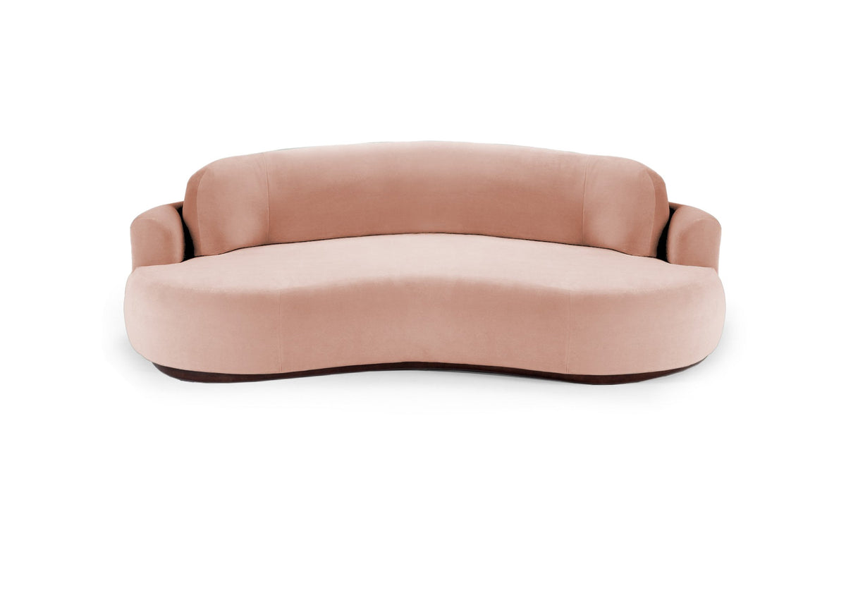 Naked Round Sofa in blush pink velvet, front view