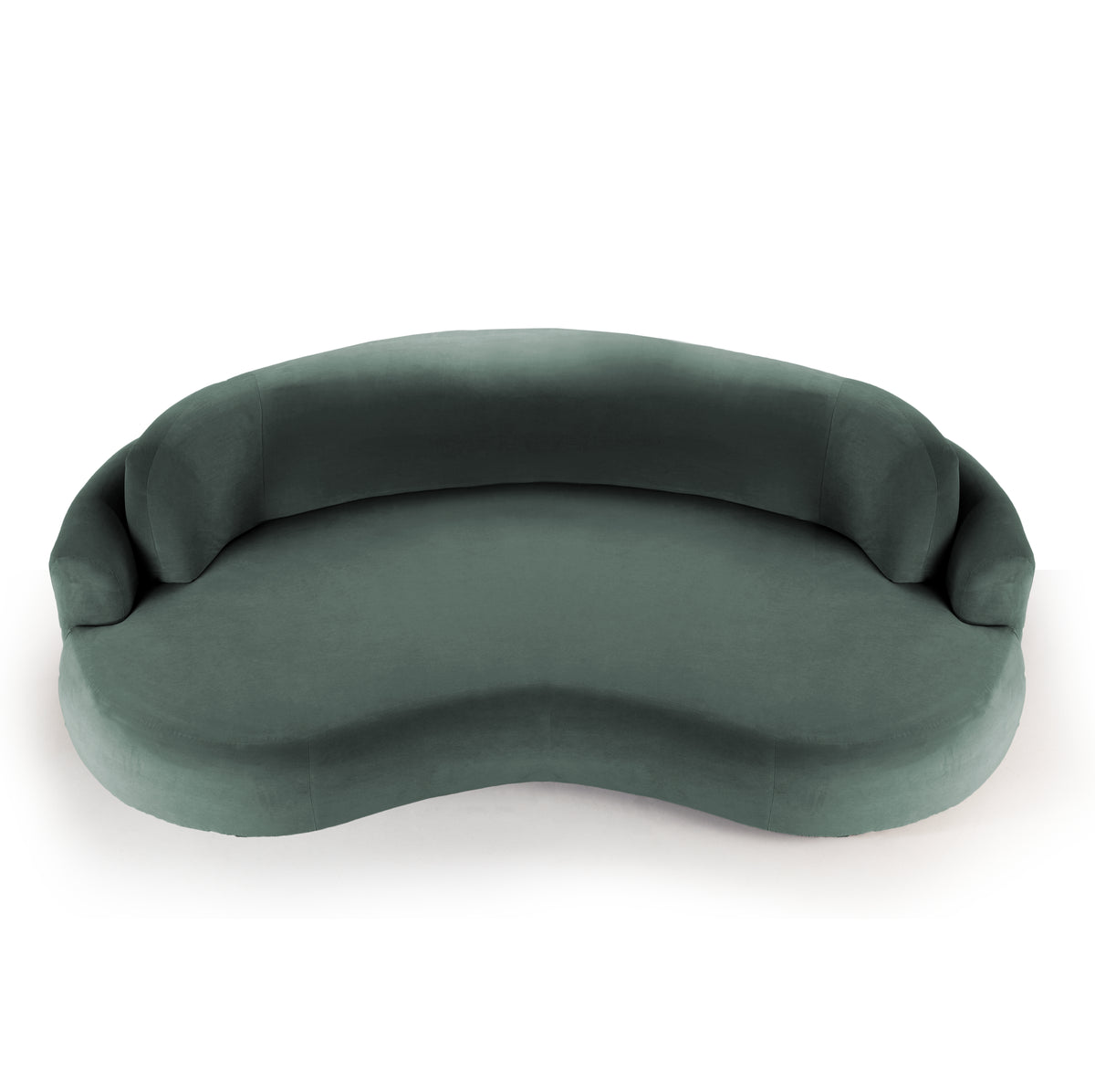 Naked Round Sofa Large in dark green-grey velvet, elevated front view