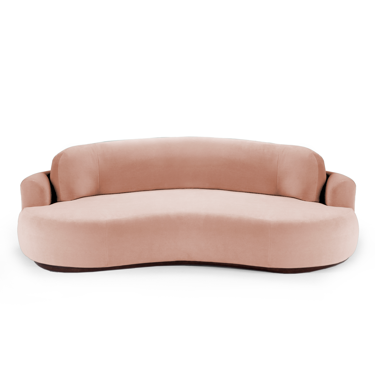 Naked Round Sofa Large in Smooth Powder pink velvet, front view