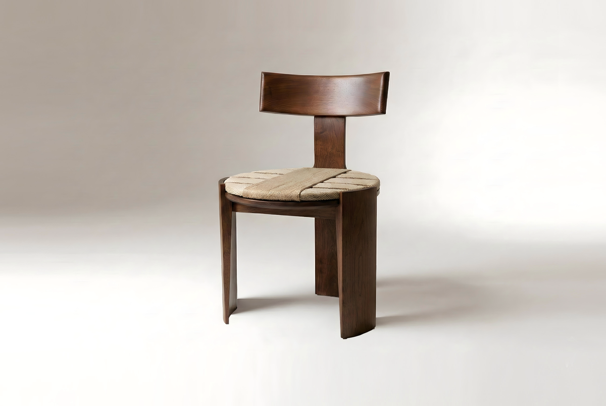 Nest Dining Chair walnut-colour ash three-quarter view by Maison Burgos
