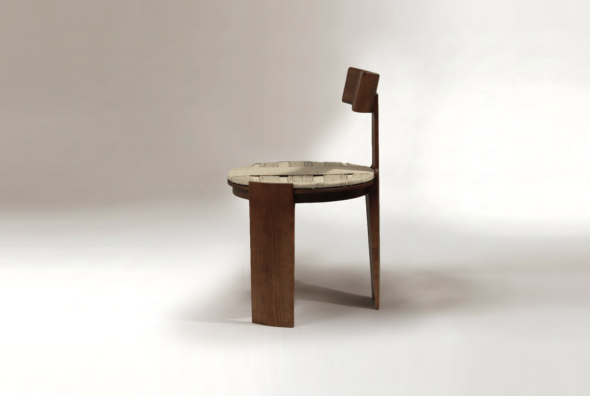 Nest Dining Chair walnut-colour ash side view by Maison Burgos