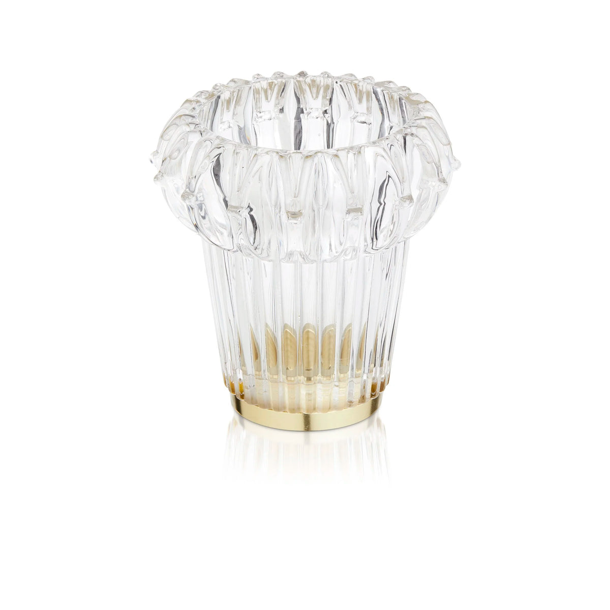 New Wave Optic Wall Light Sconce - Clear ribbed clear glass element on a gold base