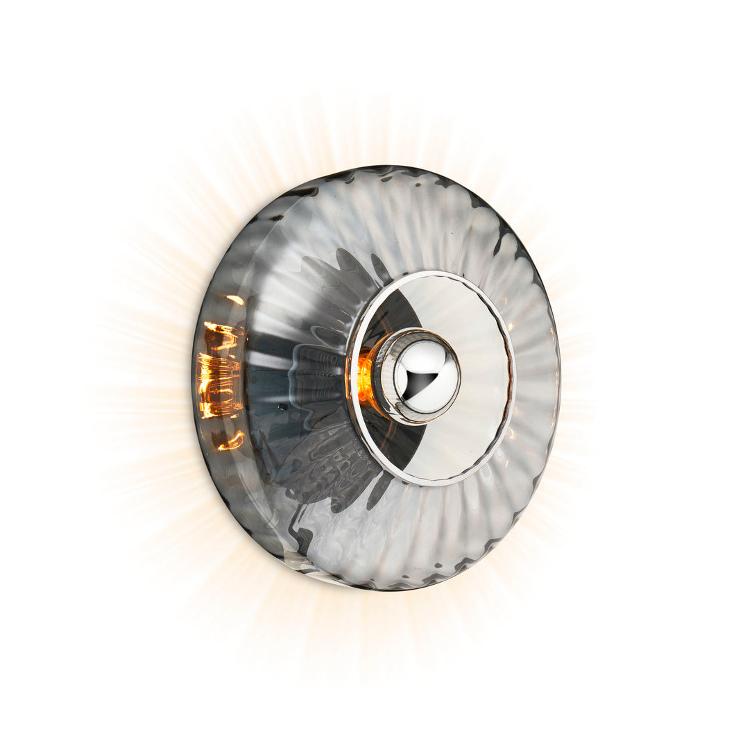New Wave Optic Wall Light Sconce - Smoke, angled side view showing glass depth