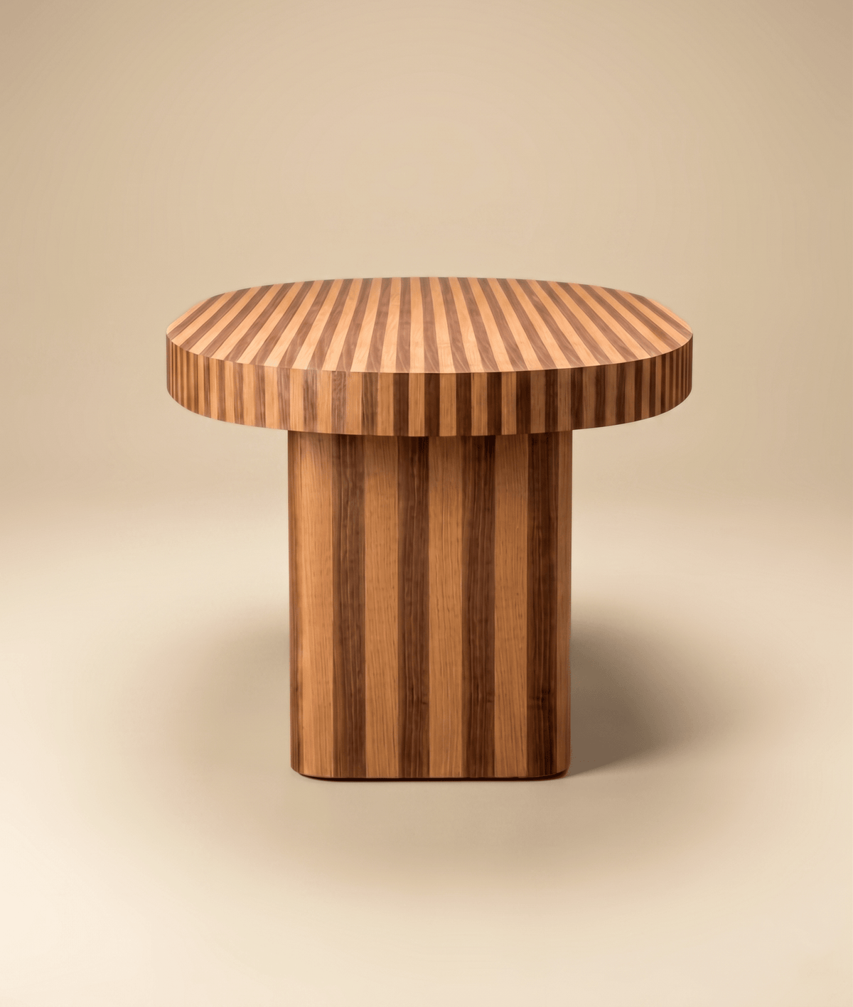 Nusa Dining Table in striped two-tone wood, square top