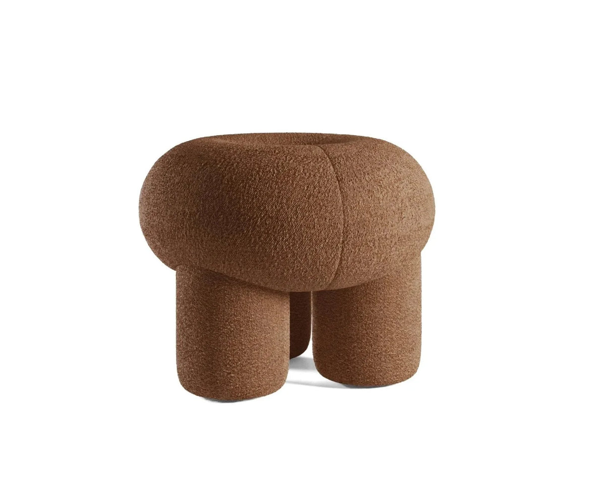 Ollie Ottoman in brown bouclé, three-quarter view