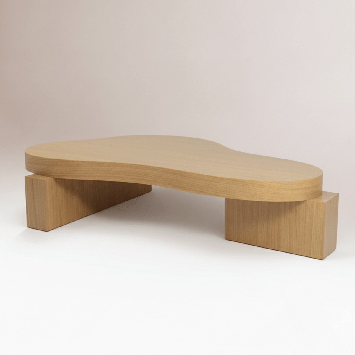 On The Rocks Coffee Table, natural oak top and base, by Maison Burgos
