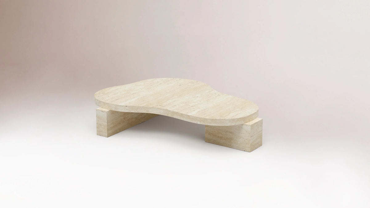 On The Rocks Coffee Table with travertine top and travertine base