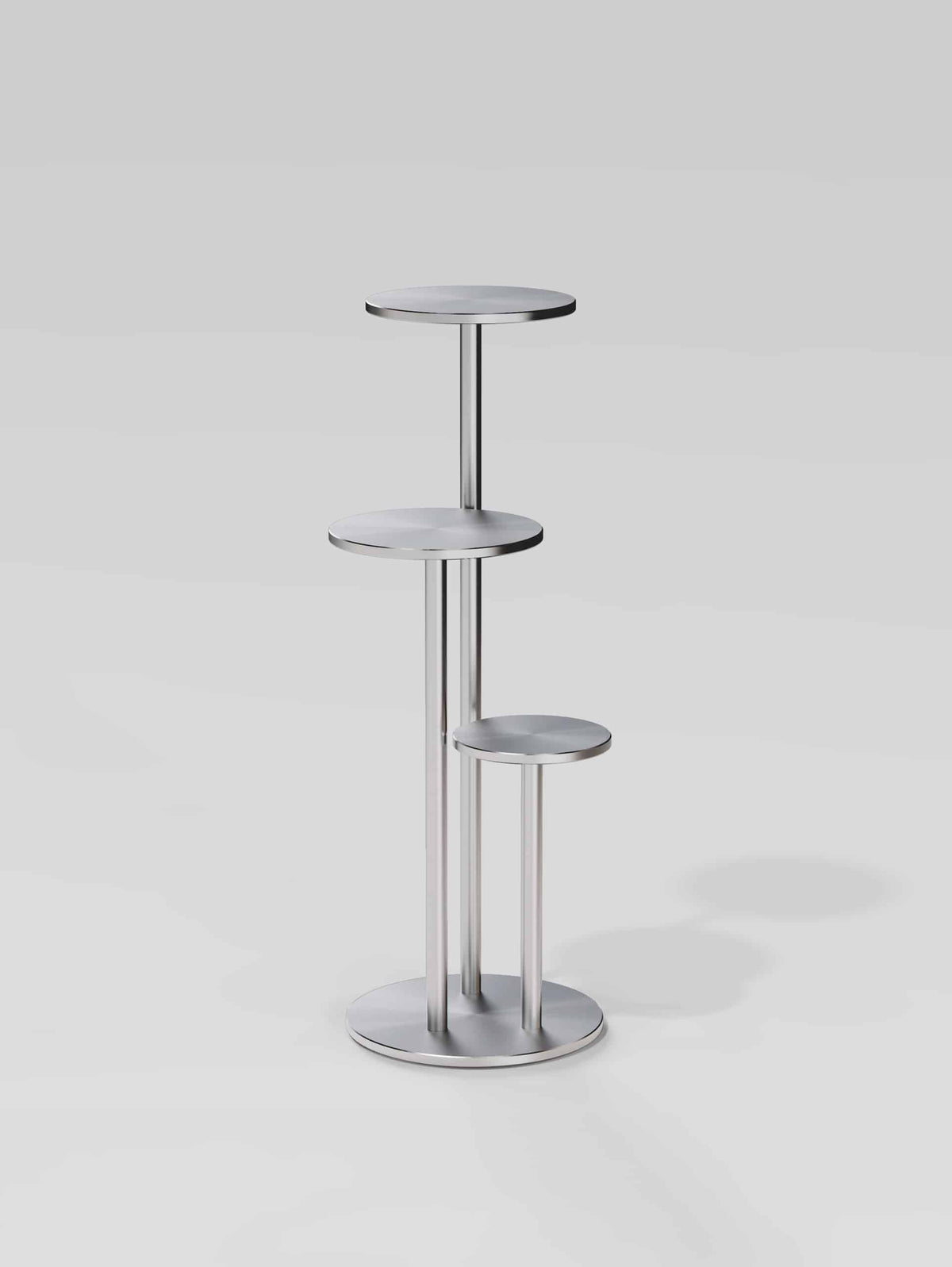 Orion Side Table in Polished Aluminium, front view