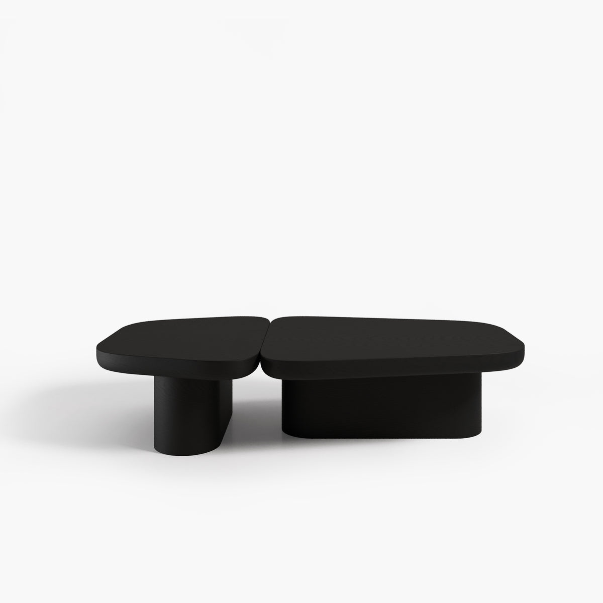 Pangea Coffee Table in black-stained wood, three-quarter view