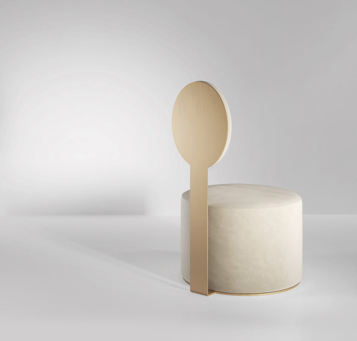 Pop Lounge Chair in cream with sand backrest on a grey backdrop, side view