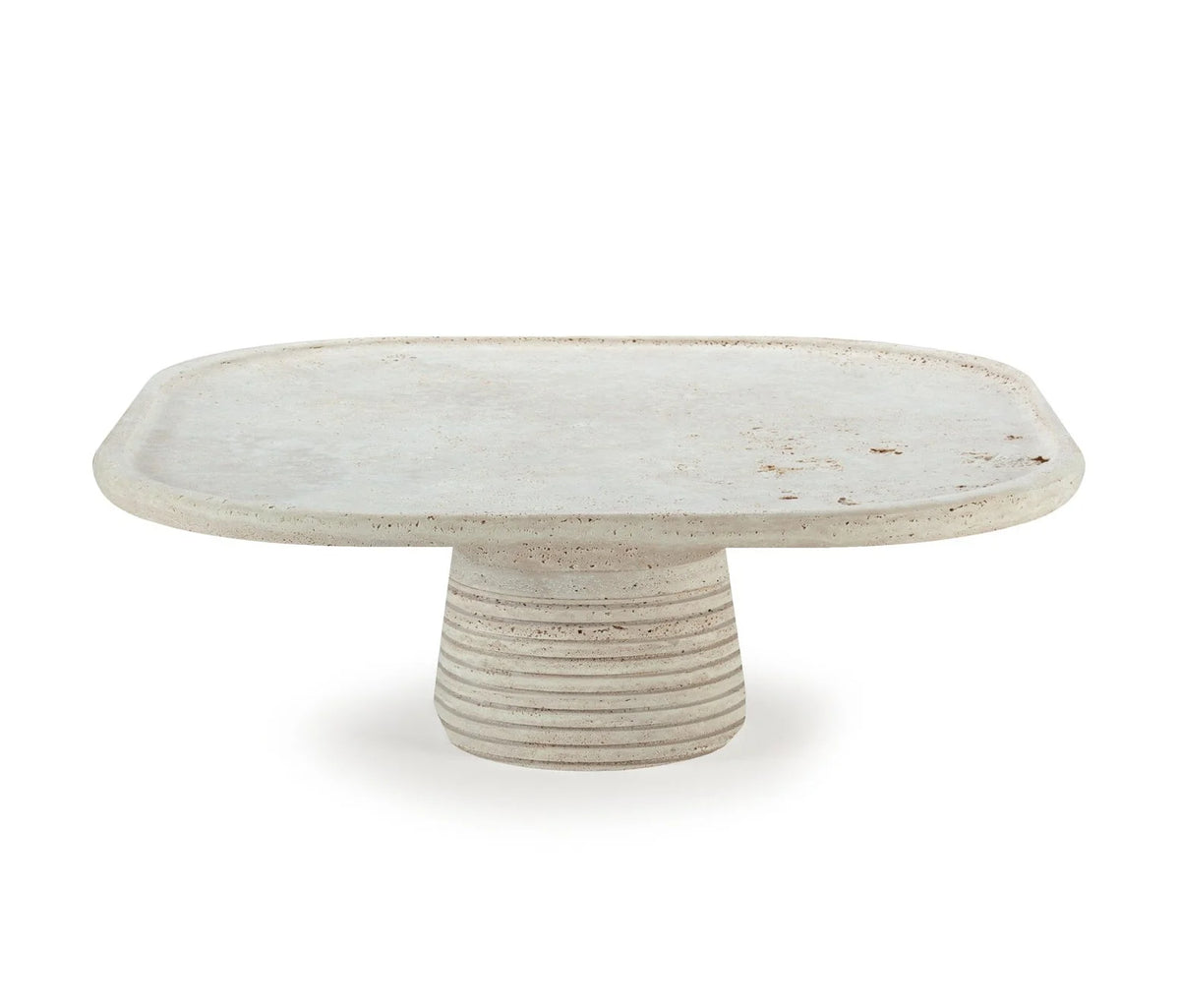 Poppy Coffee Table - Marble in All Travertine, three-quarter view