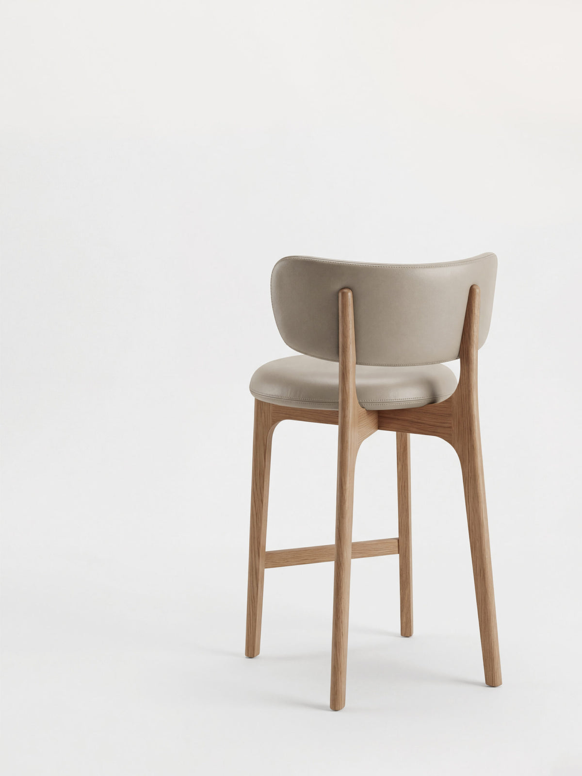 Richmond Bar Stool front three-quarter view in taupe leather