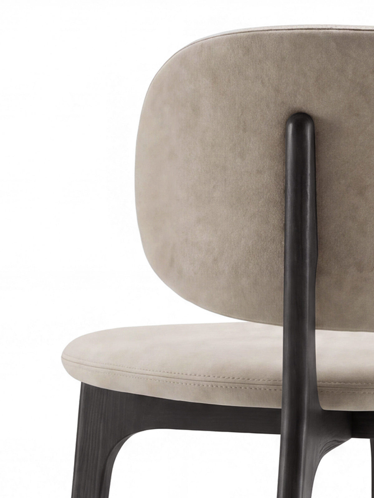 Richmond Lounge Chair close-up of the dark wood spine meeting the seat