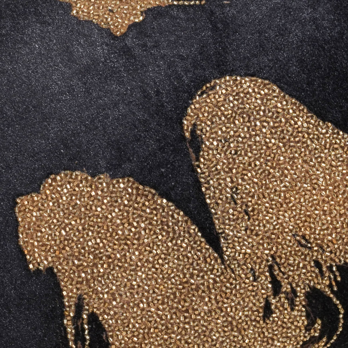 Sayra Pillow, Black Gold, fabric close-up by Maison Burgos