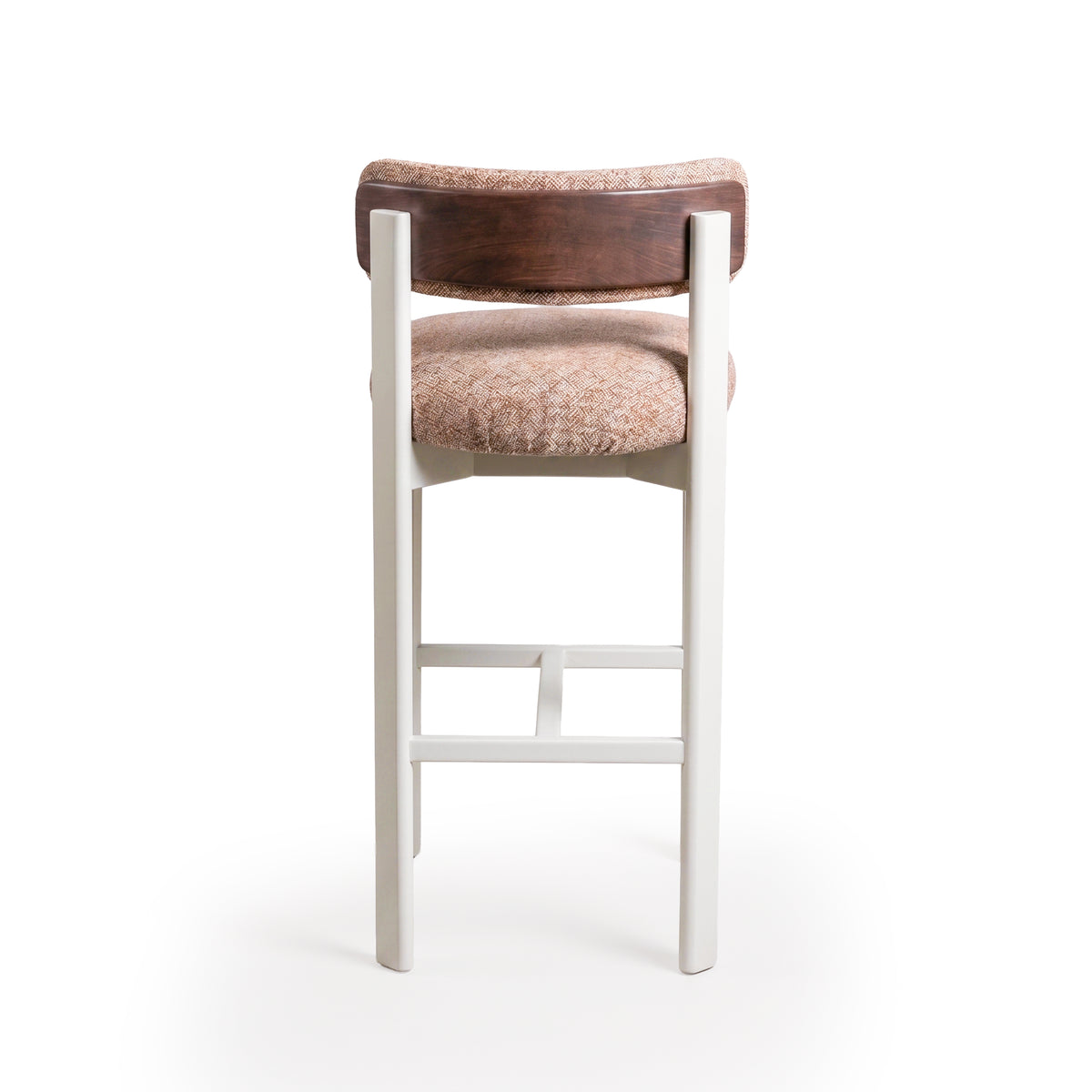 Siena bar stool rear view, ivory lacquered frame