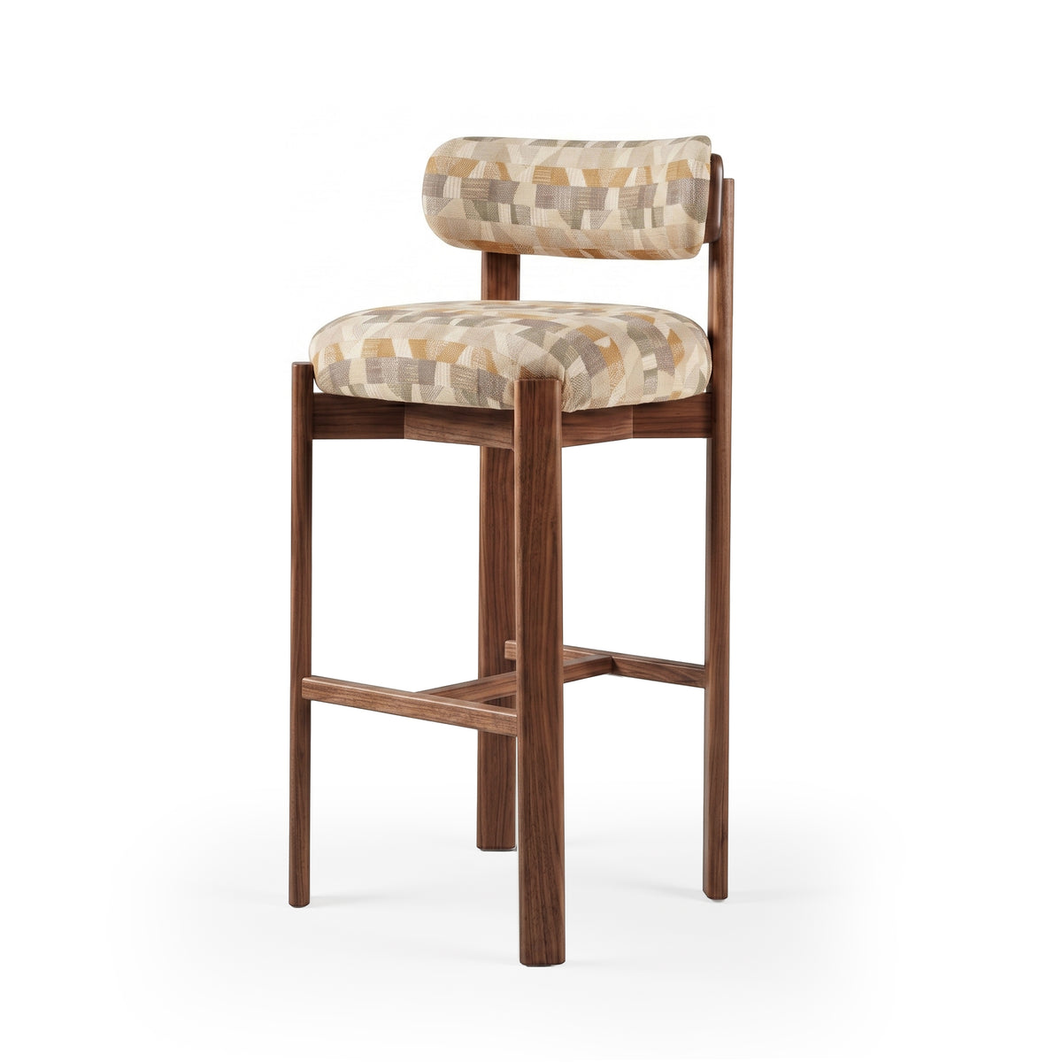 Siena bar stool front view in Morandi Sable on Beech 056-3 frame
