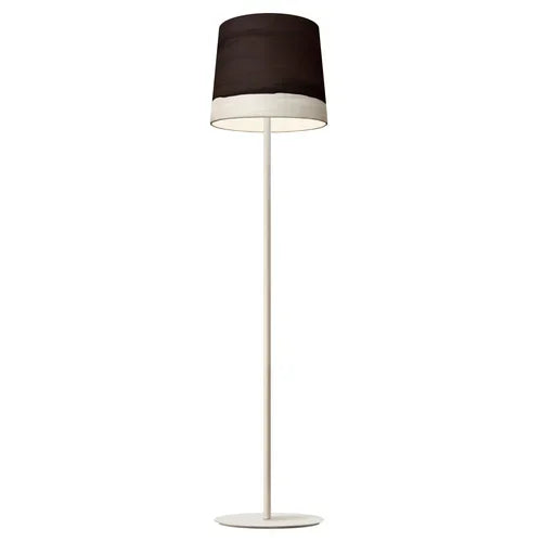 Mammalampa Sisters Floor Lamp in Noon, white stem and base with dark painted shade, front view