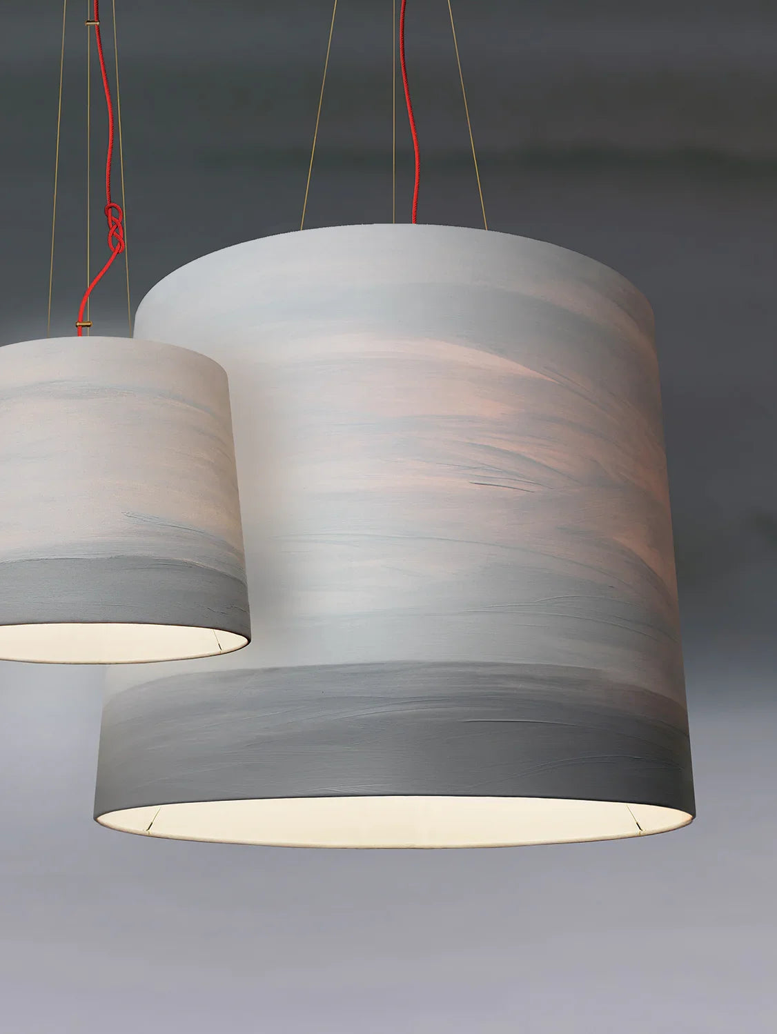 Sisters hand painted canvas pendant lamp XL fog