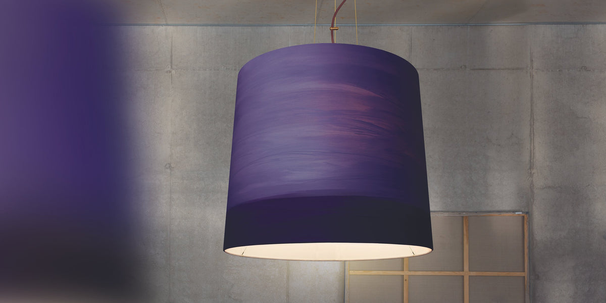 Mammalampa Sisters Pendant Light Extra Large in Evening, violet shade against a concrete wall