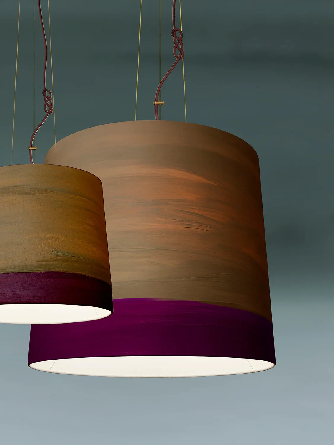 Mammalampa Sisters Pendant Light Extra Large - Twilight, brown and plum hand-painted shades