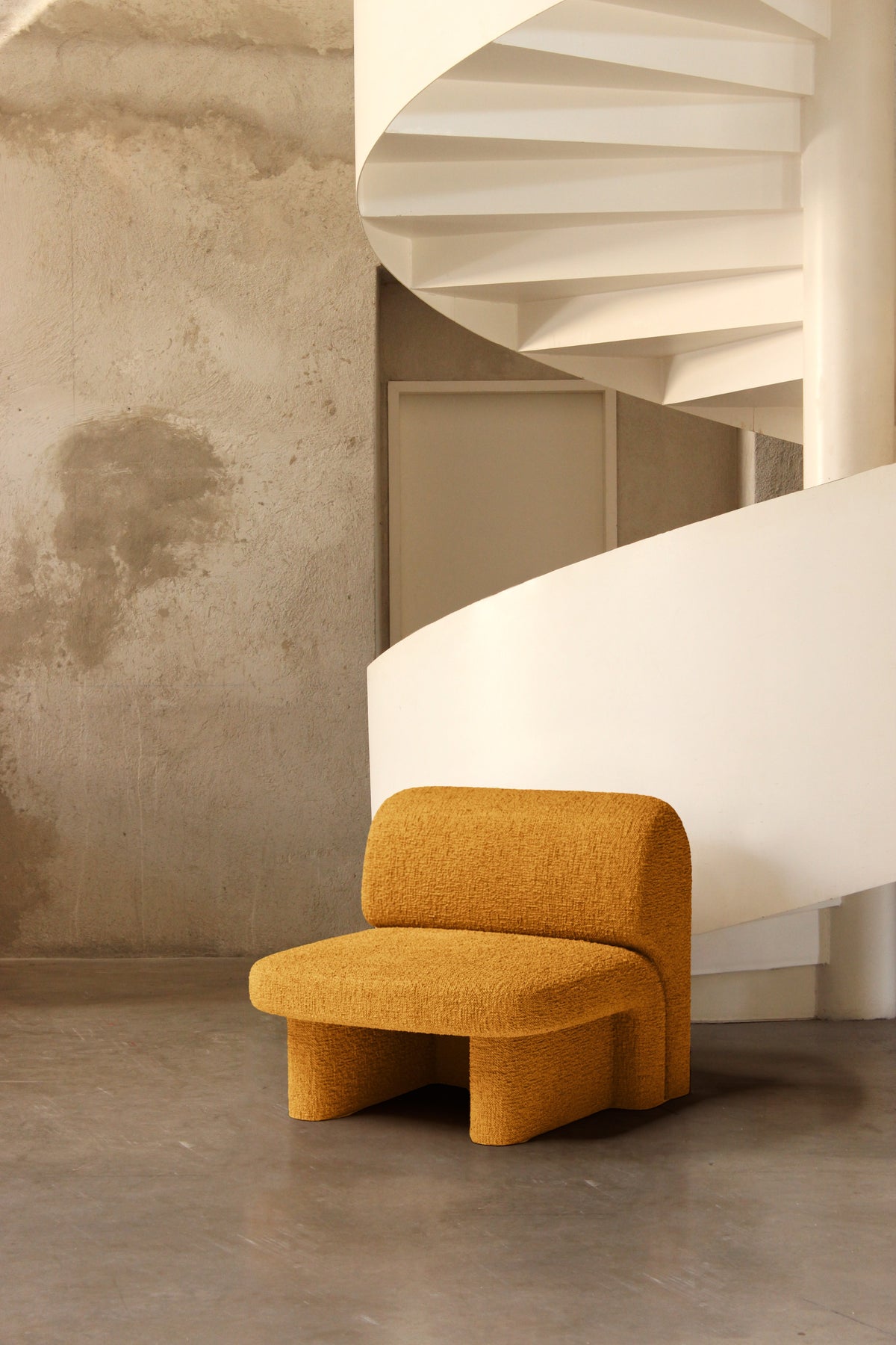 Slide Armchair in mustard fabric, lifestyle by Maison Burgos