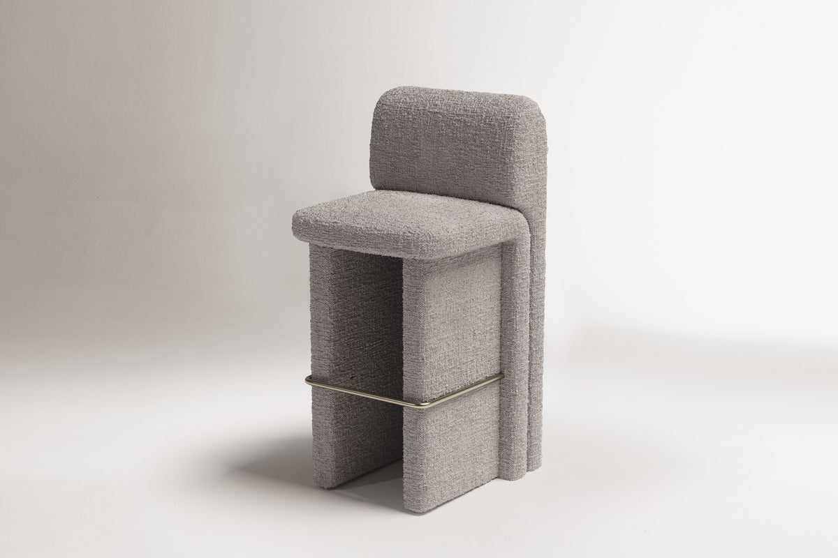 Slide Bar and Counter Chair in grey fabric by Maison Burgos